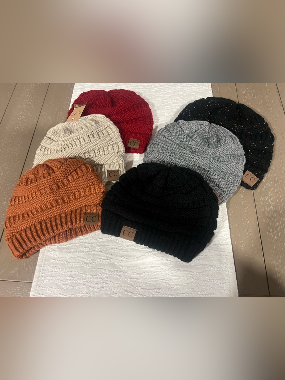 Set of 6 CC knit beanies